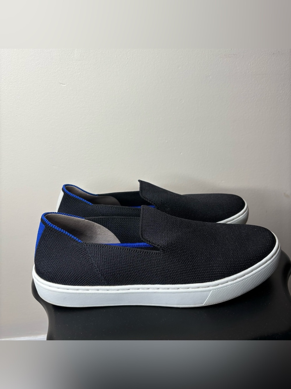 Rothys Black Knit Original Slip On Sneakers Women's Size 7 Round Toe